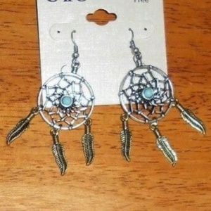 Silver Blue Dream Catcher Earrings